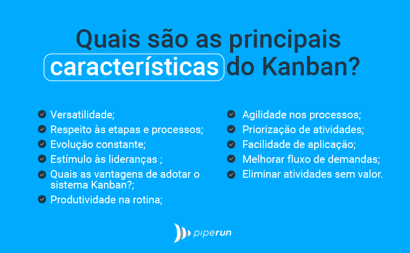 Quais são as principais características do Kanban?