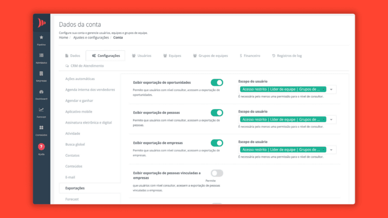 Exportação de Dados no CRM  Integrações no CXM para ISP