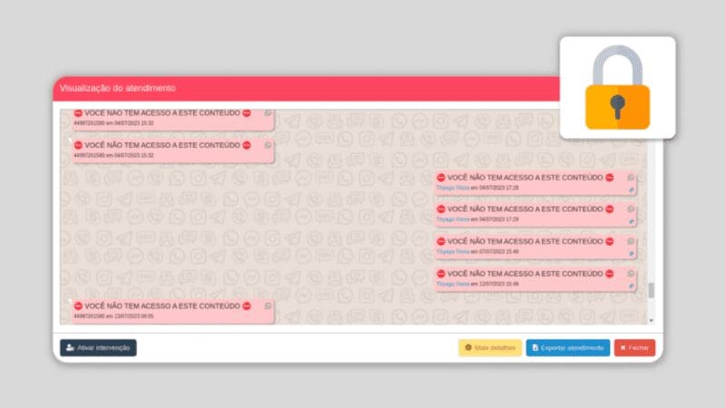 Bloqueio de acesso ao histórico de atendimento