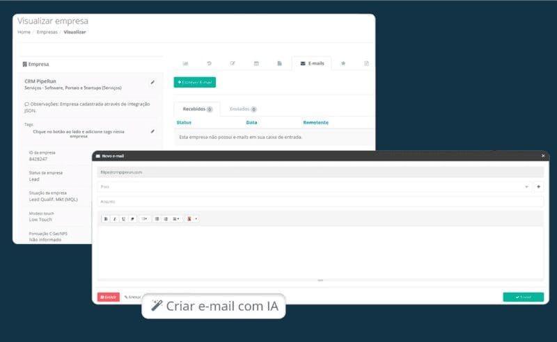 IA ChatGPT para escrever emails no CRM de Vendas