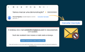 Unsubscribe no e-mail de clientes cxm piperun crm