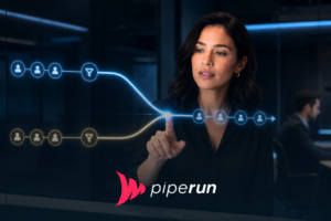 Gestora acompanha dois fluxos de leads que convergem em um funil de vendas em Y.